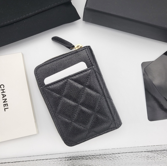 Brand new authentic Chanel Caviar Quilted Zip Card Holder wallet in cavi… - Picture 7 of 12
